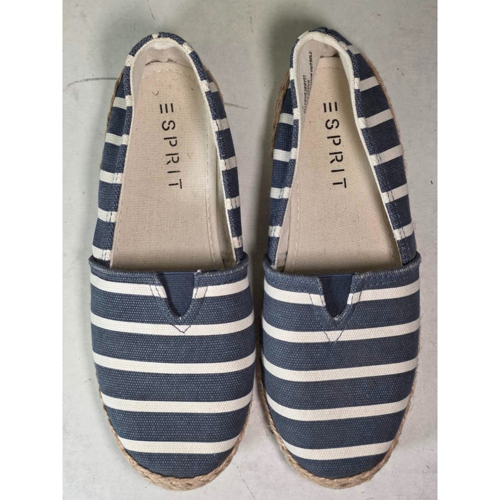 Esprit Ellery Women's Espadrille Size 7 M Navy White Slip On Moccasin Shoes‎